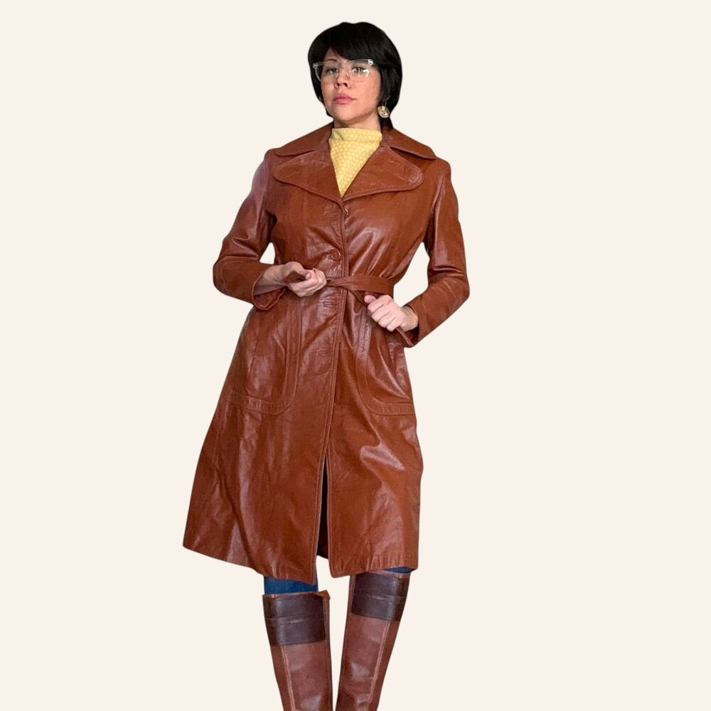 Vintage Vanessa Fashion Corp Genuine Leather Jacket Rust Brown Sz 14/L